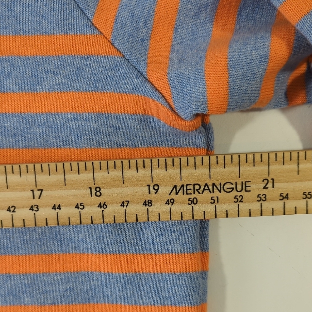 Saint James Atelier Striped Long Sleeve Shirt Light Blue Orange Cotton Size 12 - Picture 11 of 15